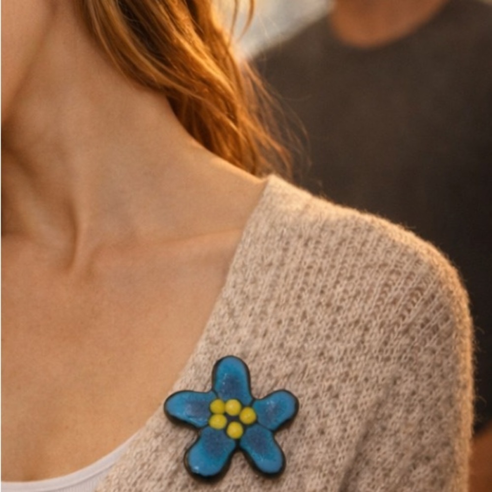 Handcrafted Floral Glass Art Brooch | Jan R. Mitchell | Made in St. Croix, USVI